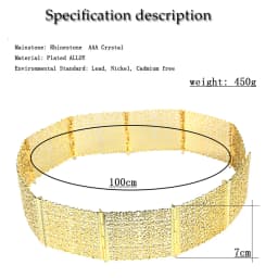 Sunspicems Morocco Caftan Belt Waistband For Women Crystal Arabic Bridal Wedding Jewlery Metal Waist Chain Adjustable Length