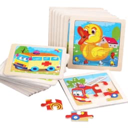 Wooden Toys 11x11cm Jigsaw 3d Puzzle Cartoon Animal Traffic Wooden Puzzle Game Montessori Educational Toys For Children