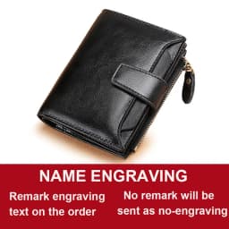New Short Women Wallets Genuine Leather Zipper Coin Pocket Women Name Engraved High Quality Card Holder Kpop Female Wallet