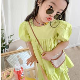 Baby Girls Dresses Summer New Stitching Short-Sleeved Irregular Dress Big Swing Edge Princess Dress Fashion Children'S Clothing