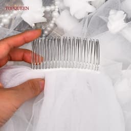 TOPQUEEN V20 Soft Bridal Veils 3d Floral Wedding Veil Single Tier Hand-stitched Long Cathedral Wedding Veil with 3D Flowers