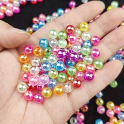 100pcs 6/8/10mm Acrylic Imitation Pearl Beads、 Random Mixed Color、AB Color 、with Hole Loose Bead Diy Handmade Jewelry Material