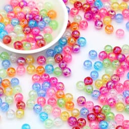 100pcs 6/8/10mm Acrylic Imitation Pearl Beads、 Random Mixed Color、AB Color 、with Hole Loose Bead Diy Handmade Jewelry Material
