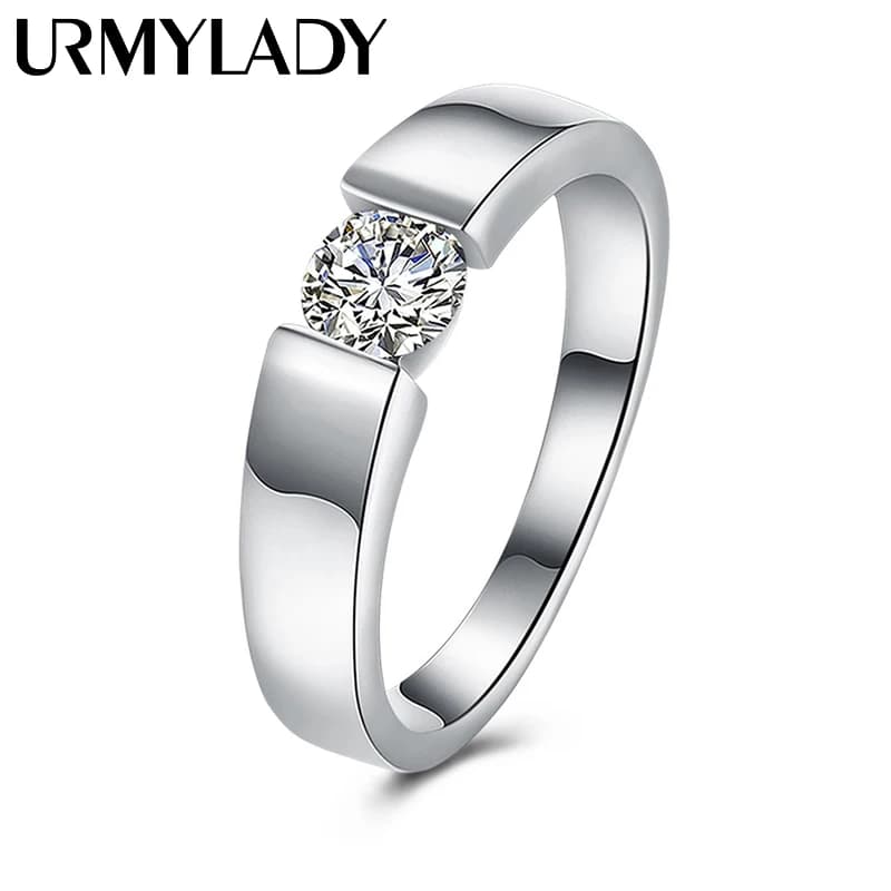 Charm 925 Sterling Silver Rings For Women Shining Crystal Size 7/8/9/10 Fashion Party Gifts Engagement Wedding Jewelry