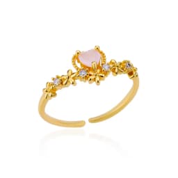 Pink Zircon Heart Rings For Women Gold Plated Stainless Steel Adjustable Heart Ring 2026 Trend Wedding Aesthetic Jewelry Gift
