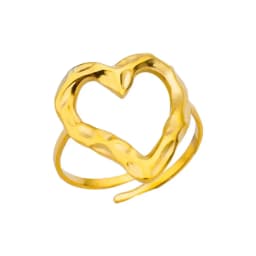 Pink Zircon Heart Rings For Women Gold Plated Stainless Steel Adjustable Heart Ring 2026 Trend Wedding Aesthetic Jewelry Gift