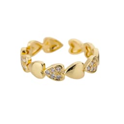 Pink Zircon Heart Rings For Women Gold Plated Stainless Steel Adjustable Heart Ring 2026 Trend Wedding Aesthetic Jewelry Gift