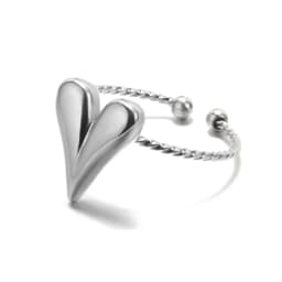 Pink Zircon Heart Rings For Women Gold Plated Stainless Steel Adjustable Heart Ring 2026 Trend Wedding Aesthetic Jewelry Gift