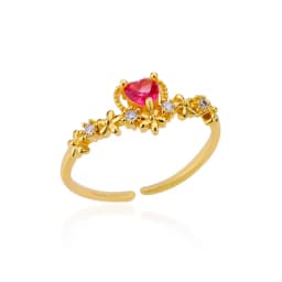 Pink Zircon Heart Rings For Women Gold Plated Stainless Steel Adjustable Heart Ring 2026 Trend Wedding Aesthetic Jewelry Gift