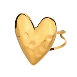 Pink Zircon Heart Rings For Women Gold Plated Stainless Steel Adjustable Heart Ring 2026 Trend Wedding Aesthetic Jewelry Gift