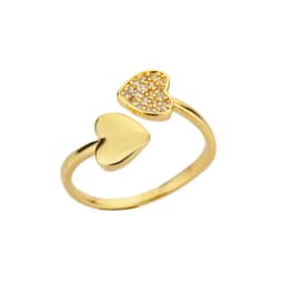 Pink Zircon Heart Rings For Women Gold Plated Stainless Steel Adjustable Heart Ring 2026 Trend Wedding Aesthetic Jewelry Gift