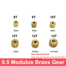 0.5 Modulus 8T 9T 10T 12T 14T Metal Copper Brass Gear Pinion Transmission Gear Fit Motor 2mm 2.3mm 3.17mm Shaft DIY RC Toy Car