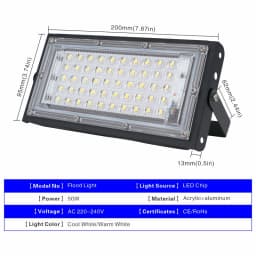 2pcs/lot 50W Led Flood Light AC 220V 230V 240V Outdoor Floodlight Spotlight IP65 Waterproof LED Street Lamp Landscape Lighting