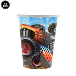 Monster Truck Theme Silicone keychain Drinking Straws Monster Truck Birthday Party Supplies Dessert Plate Napkins Cup Tablecloth