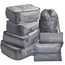 7Pcs Folding Travel Organizer Storage Bags Wardrobe Cube Suitcase Packing Set Storages Luggage Clothes Shoe Box