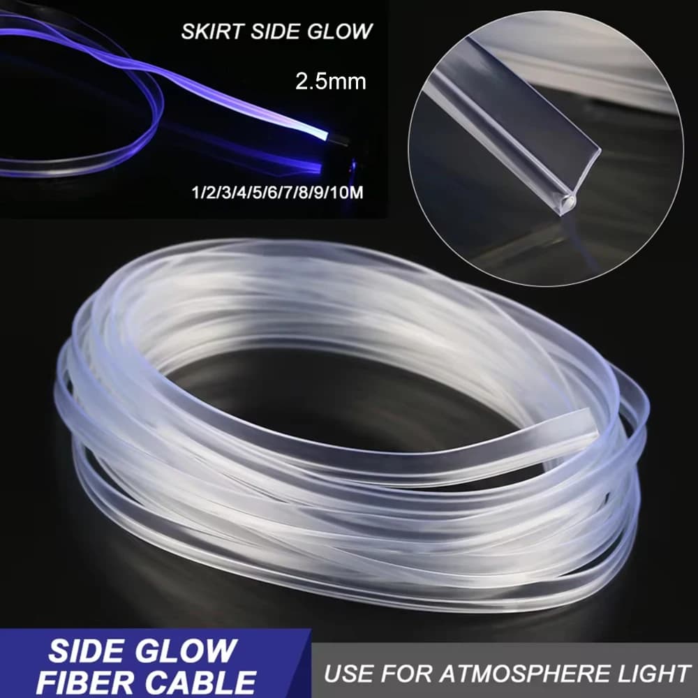2.5mm Car Interior Decorative LED Fiber Optic Neon Wire Strip Light Guide Extension Accessories For Ambient Lighting Equipment