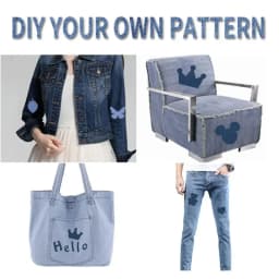Denim Patches for Clothing - Super Glue Appliques, Iron-On & Sewing Fabric Embellishments, DIY Apparel Supplies for Pants and Ja