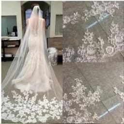 Bridal Cathedral Veils Wedding Blusher Veils 1 Tier Long Lace With White Comb / Bridal Ivory Wedding Veil Custom Made