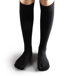 3 Pairs Long Tabi Two Toe Socks Cotton Solid Black White Calf Socks Japanese Anime Kimono Clogs Stockings for Women Men No Heel