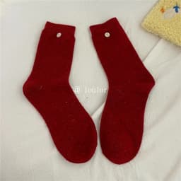 SP&CITY Colored Dotted Sheep Woolen Socks Women's Winter Warm Keeping Middle Tube Socks Casual Thick Korean Fashion Stockings