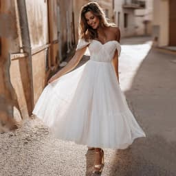 Short Wedding Dresses For Women A Line Boho Bride Gowns Backless Ivory Bridal Dresses Midi Off Shoulder Elegant Robe De Mariée