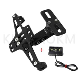 Motorcycle Universal Adjustable License Number Plate Bracket Rear Turn Signal LED Lamp Holder CNC Registration Plate Holder