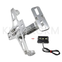 Motorcycle Universal Adjustable License Number Plate Bracket Rear Turn Signal LED Lamp Holder CNC Registration Plate Holder