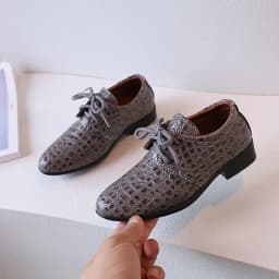 Children's Leather Shoes Pointed Toe Fashion Boys Performance Low-heels Shoes Versatile School Causal Kids Party Shoes Lace-up