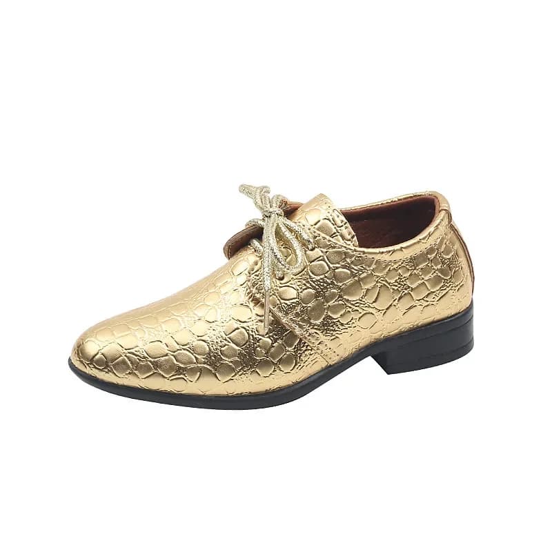 Children's Leather Shoes Pointed Toe Fashion Boys Performance Low-heels Shoes Versatile School Causal Kids Party Shoes Lace-up