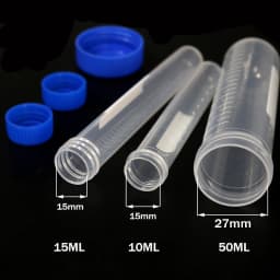 10 Pieces 50ML/15ML/10ML Laboratory Sample Screw Round Bottom Plastic Test Tube Ep Tube with Scale Screw Cap Centrifuge Tube