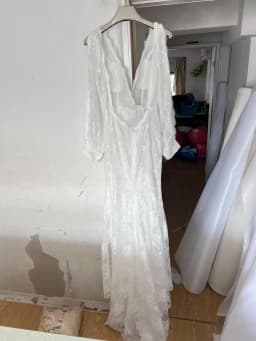 Customized Bohemian Wedding Dresses Lace V-Neck Wedding Gown Boho Beach Bridal Dress Long Sleeves Open Back Vestido Novia