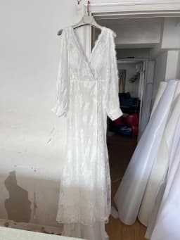 Customized Bohemian Wedding Dresses Lace V-Neck Wedding Gown Boho Beach Bridal Dress Long Sleeves Open Back Vestido Novia