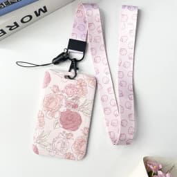 1 Pcs Simple And Fresh Flower Card Set Student Card Bus Access Protection Card Holder ABS Plastic Neck Rope Card Cover