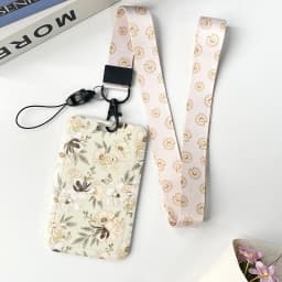 1 Pcs Simple And Fresh Flower Card Set Student Card Bus Access Protection Card Holder ABS Plastic Neck Rope Card Cover