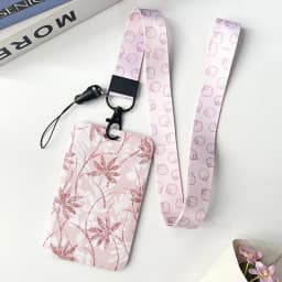 1 Pcs Simple And Fresh Flower Card Set Student Card Bus Access Protection Card Holder ABS Plastic Neck Rope Card Cover