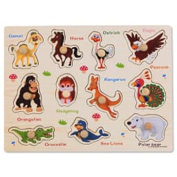 Montessori Wooden Puzzles Baby Educational Toys Hand Grab Boards Tangram Cartoon Animals Fruits 3D Puzzles for babies 2 3 years