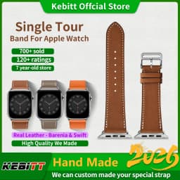 2026Kebitt For Apple Watch Series12 11 10 Ultra4 3 SE3 Strap High Quality Genuine Leather Band Iwatch 46 42 41 45 49mm Bracelet
