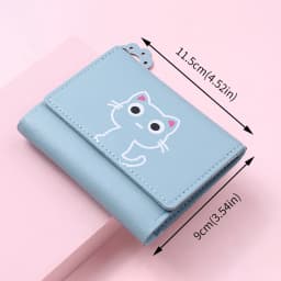 Women's Cute Cat Wallet Female Small Short PU Leather Purse Ladies Card Holder Money Bag Hasp Creative Fashion Wallet Girls Gift