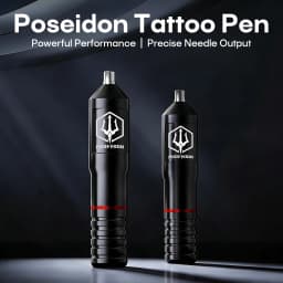 Alloy Tattoo Pen Kit POSEIDON High Quality Black Tattoo Kit 20 Tattoo Needles High Power Tattoo Power Supply Tattoo Gun Kit