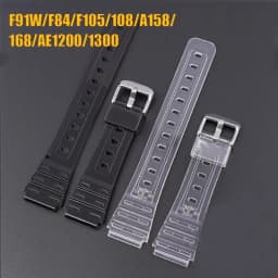 Watch Strap for Casio F-91W F-84 F-105/108 A-158/168 AE-1200/1300 Transparent Colorful Silicone Bracelet Band Accessories 18mm
