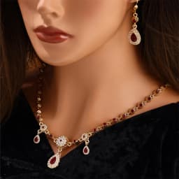 Middle Eastern Style Large Drop Rhinestone Necklace Earrings 2 Piece Pullover Necklace Multiple Uses Of Bridal Wedding Jewelry