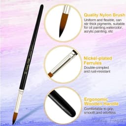 12pcs Professional Paint Brushes Set Round Pointed Tip Nylon Hair Artist Acrylic Brush For Acrylic Watercolor Oil Painting Body