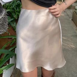 Women High Waist Vogue Acetate Skirts Female Elegant Evening Dresses Girls Fashion Black Champagne Mini A Line Skirts Size-S-L