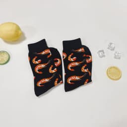 1 Pair Creative Shrimp Pattern,Casual Comfy Soft Mid-calf Men's Socks For Daily