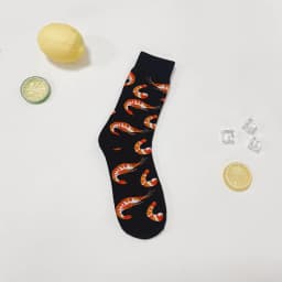 1 Pair Creative Shrimp Pattern,Casual Comfy Soft Mid-calf Men's Socks For Daily