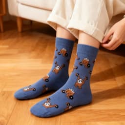 1 Pair Creative Shrimp Pattern,Casual Comfy Soft Mid-calf Men's Socks For Daily