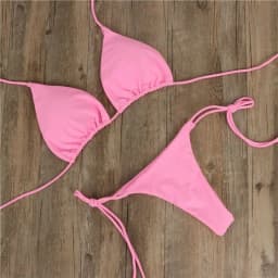 Fashion Solid Color Sexy G-string Thong Backless Split Bathing Suit Swimsuit Brazlian Swimwear Bikini Set