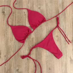 Fashion Solid Color Sexy G-string Thong Backless Split Bathing Suit Swimsuit Brazlian Swimwear Bikini Set