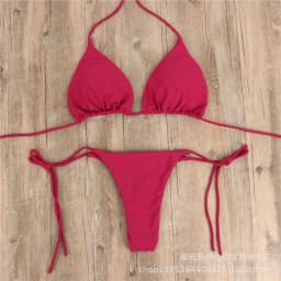 Fashion Solid Color Sexy G-string Thong Backless Split Bathing Suit Swimsuit Brazlian Swimwear Bikini Set