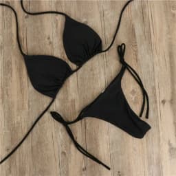 Fashion Solid Color Sexy G-string Thong Backless Split Bathing Suit Swimsuit Brazlian Swimwear Bikini Set